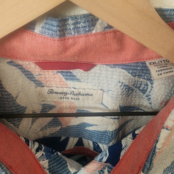 Tommy Bahama Nova Wave Palm Tree Contrast Lined Hawaiian Shirt Mens XXL - Picture 2 of 7